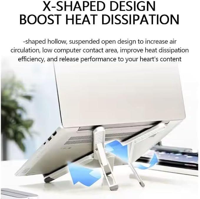 Laptop Stand, Aluminum Light Weight Alloy Silicon Foldable, Ergonomic Aluminum Riser with 7 Adjustable Heights, Compatible with Laptop 10-15.6'' and Tablet
