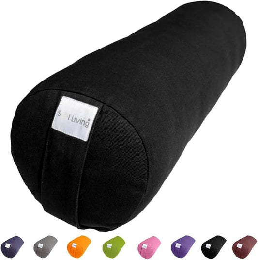 Sol Living Yoga Bolster Pillow for Restorative Meditation - 100% Cotton Cylindrical Cushion with Washable Cover for Balance Support in Asana Poses