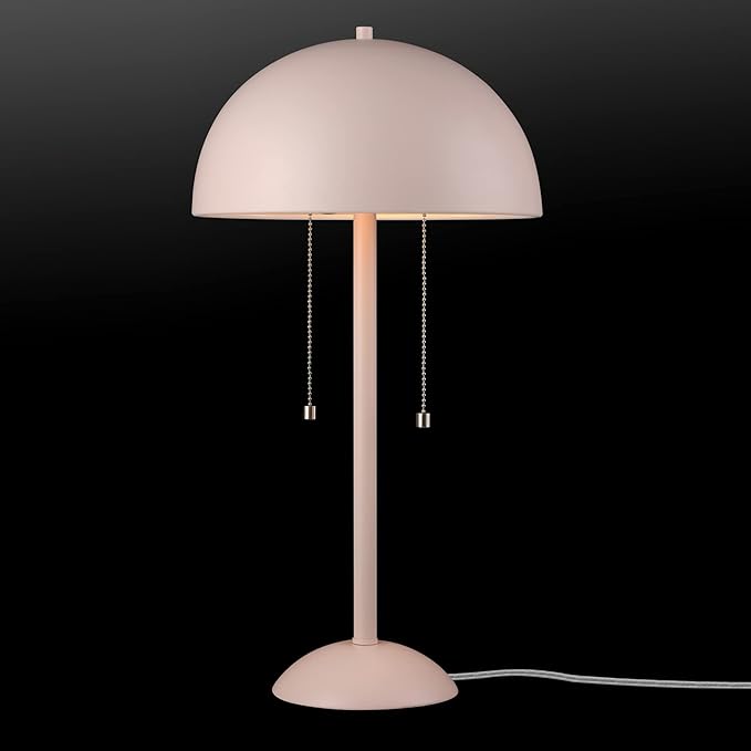 GLOBE Electric 65531 Luna 21" 2-Light Table Lamp, Matte Blush Pink, Double Plated Nickel On/Off Pull Chains