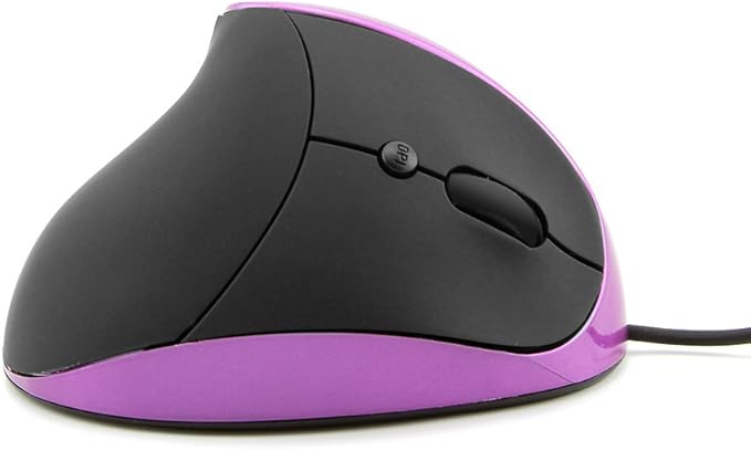 CHUYI Wired Vertical Ergonomic Mouse for Right Hand, 6 Buttons Portable Optical Office Corded Travel Mice for PC Computer Laptop (Purple)
