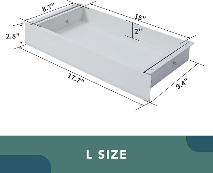 FLEXISPOT Under Desk Drawer 17.7in Wide Pull-Out Drawer for Storage Slide-out Under Desk Organizer for Office Home(L, White)