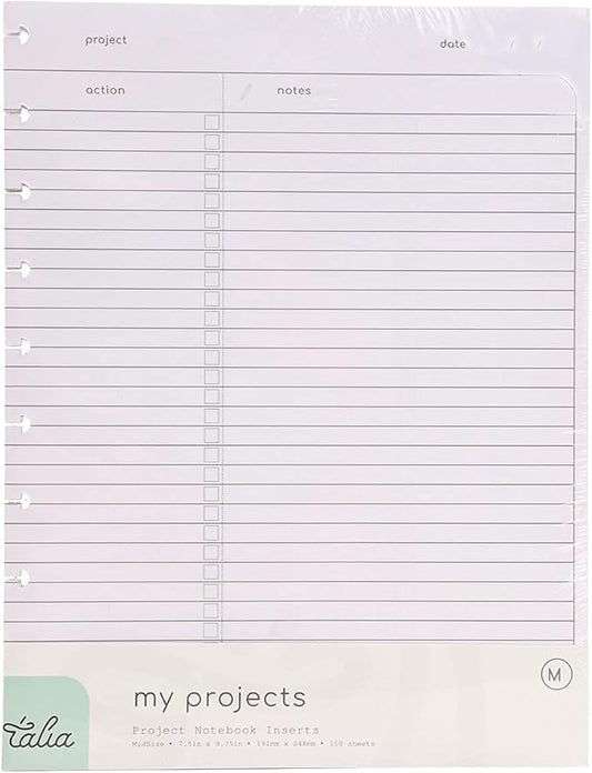 Talia Discbound Notebook Refills (Project Layout, Midsize (7.5in x 9.75in))