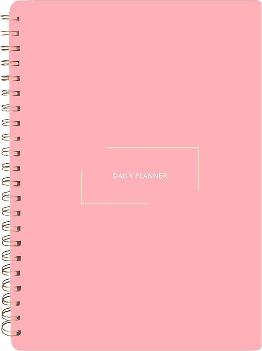 Undated Daily Planner | 8.25” x 11.75” To Do List Notebook | Work Productivity ADHD Organizer | Men and Women Planner | College Supplies | Pink | Portrait Layout