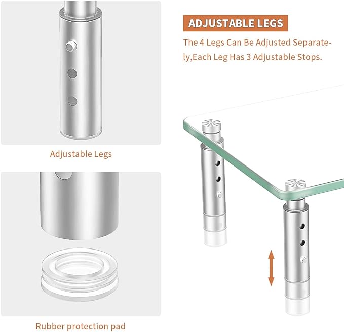 Hemudu Monitor Stand -3 Adjustable Height Monitor Riser, Computer Monitor Stand, Desktop Organizer, Monitor Stand Riser for PC, Computer, Laptop Clear