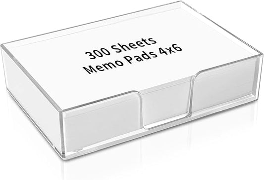 300 Sheet 4x6 Memo Holder Desk Notepad Tray Pad Paper Memo Sheets Non Sticky Memo Pads 4x6 Acrylic Notepad Holder for Desk School Organization Planning（Internal Size: 3.97 × 5.78 Inch）