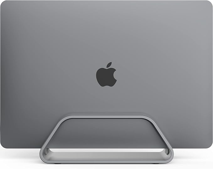 HumanCentric Vertical Laptop Stand Compatible with MacBook Pro and MacBook Air, Holder for Personal Computer Desk Stand, Aluminium, Exchangeable Inserts to Fit Different Device Models, Space Grey