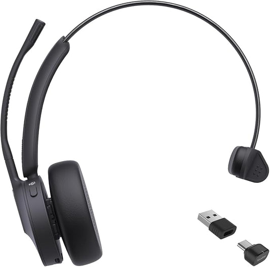 Yealink BH70 Mono Teams Wireless Headset with Mic for Work, Microsoft Teams Certified Bluetooth Headphone for 35h Calling, 91g All-Day Wearing Comfort, Perfect for Open Office, USB-C/A