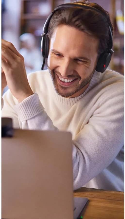 Jabra Evolve2 65 Flex Wireless Stereo Headset - Bluetooth, Noise-Cancelling ClearVoice Technology & Hybrid ANC - Works with All Leading UC Platforms Such As Zoom & Google Meet - Black