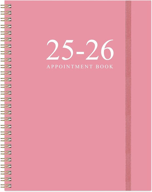 2025-2026 Appointment Book & Planner - 8.5" x 11" Daily Hourly Planner 2025 from July 2025 - June 2026, Weekly Appointment Book with 30-Minute Interval, Pink