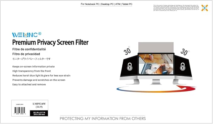 34 Inch Computer Privacy Screen Filter for 21:9 Ultra-Wide Aspect Ratio Widescreen Monitor - Anti Glare Blue Light Filter, Removable Computer Monitor Privacy Shield, Anti-Scratch Screen Protector