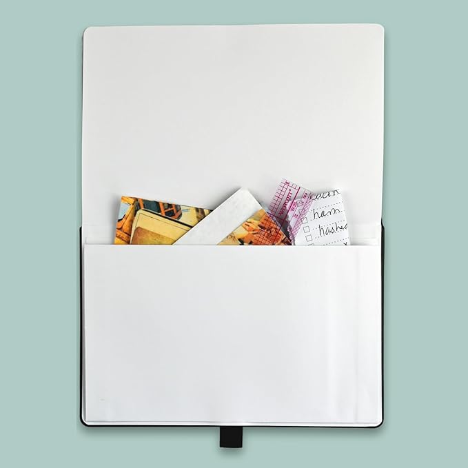 RICCO BELLO Hardcover Dot Grid Journal Notebook, Lay Flat Design, Pen Holder, 5.7 x 8.4 inches, Thick 160 gsm Paper, 80 sheets/160 pages (Green Leaves)