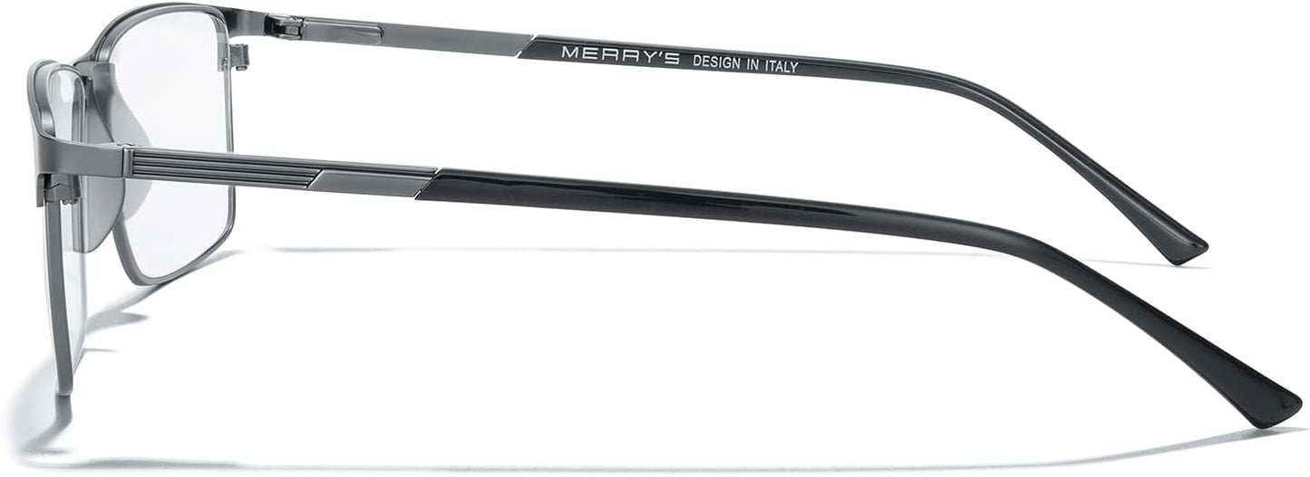 MERRY'S Fashion Blue Light Blocking Glasses - Reading Glasses Metal Frame Spring Hinge Readers for Men Eyeglasses