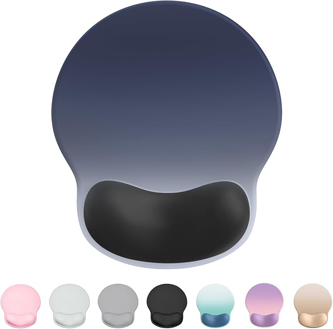 Ergonomic Mouse Pad with Wrist Rest, Large Mousepad(10.6'' x 9''), Wrist Support Mouse Mat with Non-Slip Base, Pain Relief for Laptop & Computer(Gradient Blue Black)