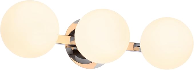 Globe Bathroom Vanity Light Fixtures, Modern 3 Lights Wall Lighting Chrome, Porch Wall Mount Light Fixture for Bathroom, Over Mirror Cabinets