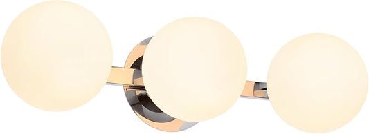 Globe Bathroom Vanity Light Fixtures, Modern 3 Lights Wall Lighting Chrome, Porch Wall Mount Light Fixture for Bathroom, Over Mirror Cabinets