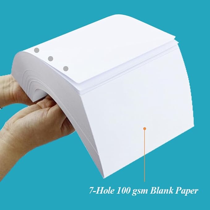 Mini Binder Filler Paper for 3 or 7 Ring Binders - 100 Sheets/200 Pages Loose Leaf Blank Refills, Desk Size 4, 100gsm Paper, 5.8" x 8.5"