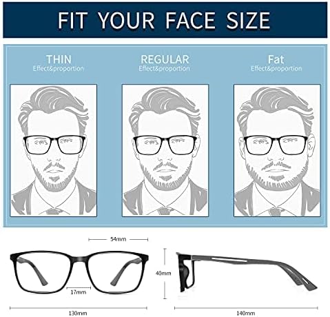 BLUEMOKY Blue Light Reading Glasses for Men，Sport Square Frame Readers, Anti Glare Computer Glasses
