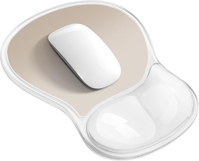 Mouse Pad with Wrist Rest,Ergonomic Mouse Pad with Comfortable Gel Wrist Rest Support and Non-Slip PU Base for Easy Typing Pain Relief, Durable and Washable (Transparent Khaki Gradient)