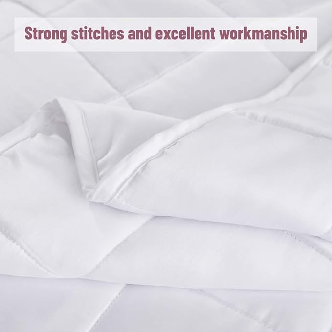 Dornroscn Cooling Queen Size Weighted Blanket 15lbs for Adult 60"x80" White,Breathable Viscose Made from Bamboo Heavy Blanket with Glass Beads for Hot Sleepers