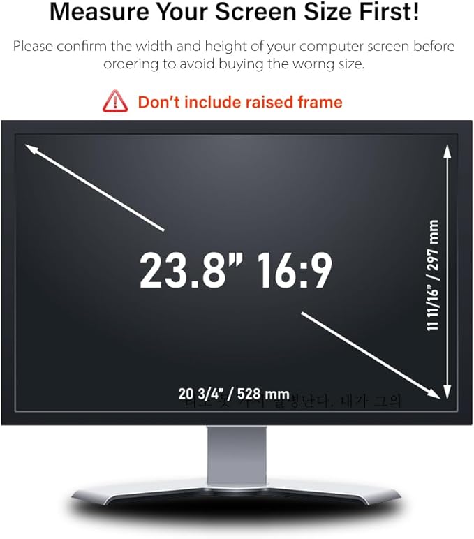23.8 Inch - 16:9 Aspect Ratio - Computer Privacy Screen Filter for Widescreen Monitor - Anti-Glare - Anti-Scratch Protector Film - Protects Your Eyes from Harmful Glare and Blue Light