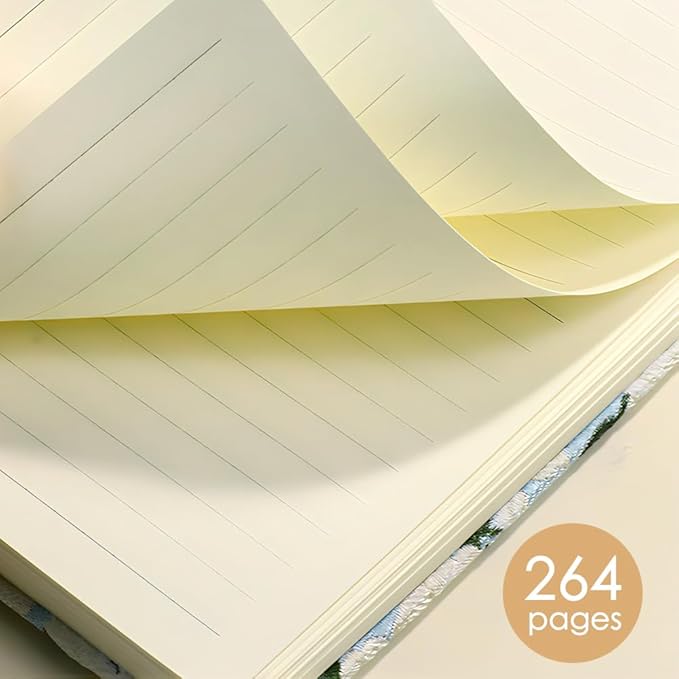 Small Journal for Women, Floral Notebook, B6, 5x7, Ruled Notebook & Blank Sketchbook, Embroidered Journal, Hardcover, Lay Flat, Personal Writing Journal for Women, Cute Journal, Tulip Flower