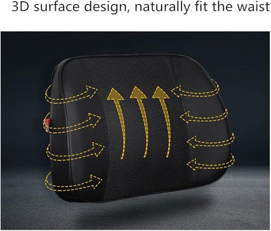 ZHONGLI Memory Foam Lumbar Support Pillow-Middle/Lower Back Support Cushion-Used for car Seats, Office Chairs, recliners, etc. (Bright Black)