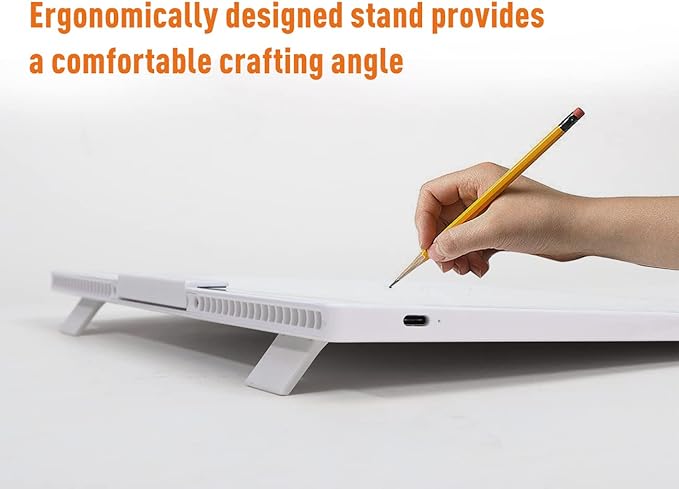 Rechargeable A4 LED Light Pad with Padded Case, YINGWOND Tracing Light Box w/Riser Stands and Paper Clip, 6 Levels of Brightness, Type-c Cable, Wireless Diamond Painting Light Board White