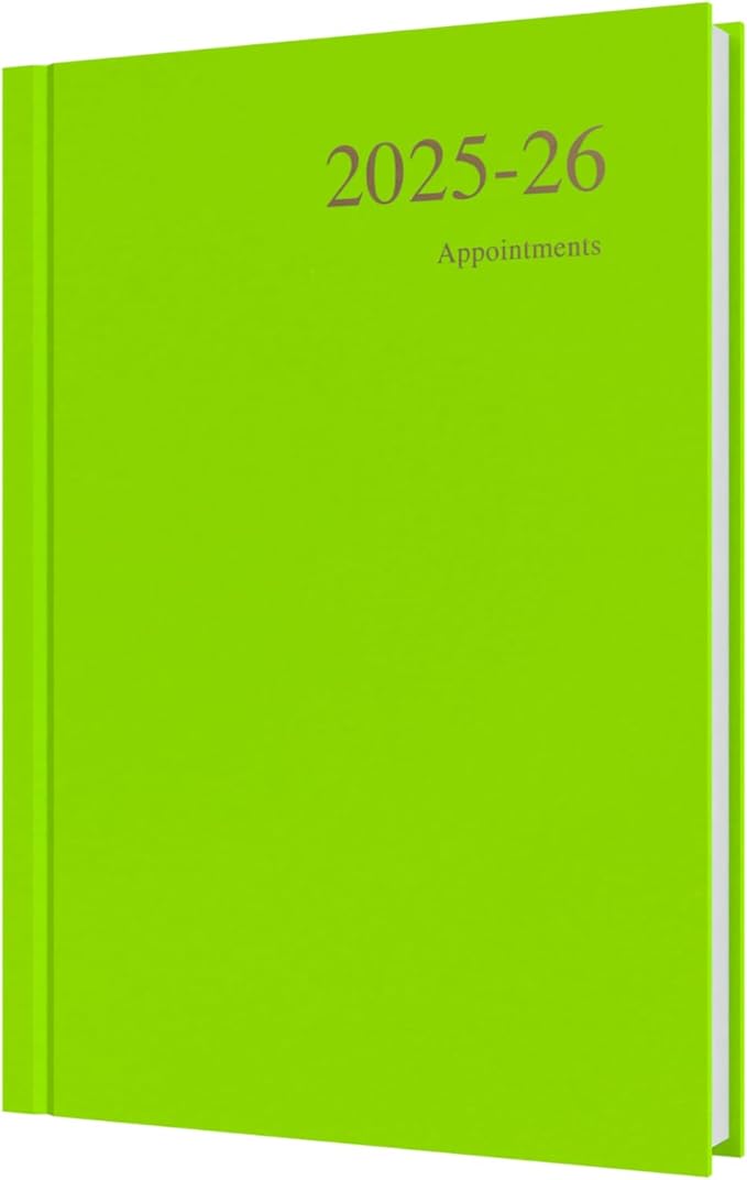 Collins 'Essentials' 12 Month Mid/Academic Year Planner, July 2025-July 2026 - ESSA51M.64-2526 -Day-to-Page Appointments Diary, A5 Hard Cover, Lime