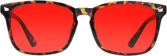 TIJN Sleep Glasses with Blue Green Light Blocking, Red Light Lens for Computer Gaming, Screen Fatigue & UV Protection