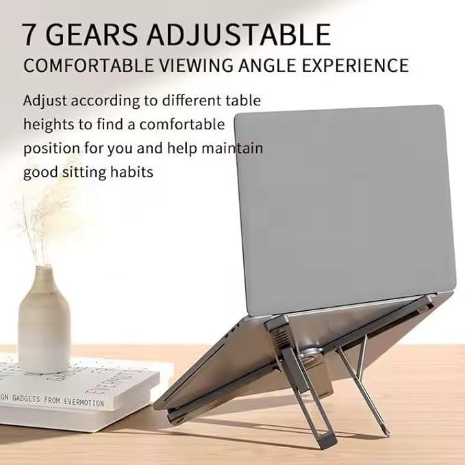 Laptop Stand, Ergonomic Aluminum Riser with 7 Adjustable Heights Foldable, Compatible with Laptop 10-15.6'' and Tablet