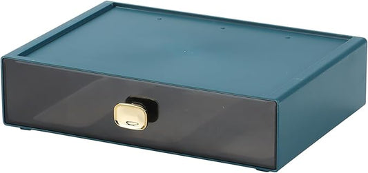 Spacious Desktop Storage Box, 1 Large Storage Drawer, Stackable Office Desk Drawer Organizer and Accessories, Printer Paper Organizer, Blue Plastic Drawers for Workspace & Home