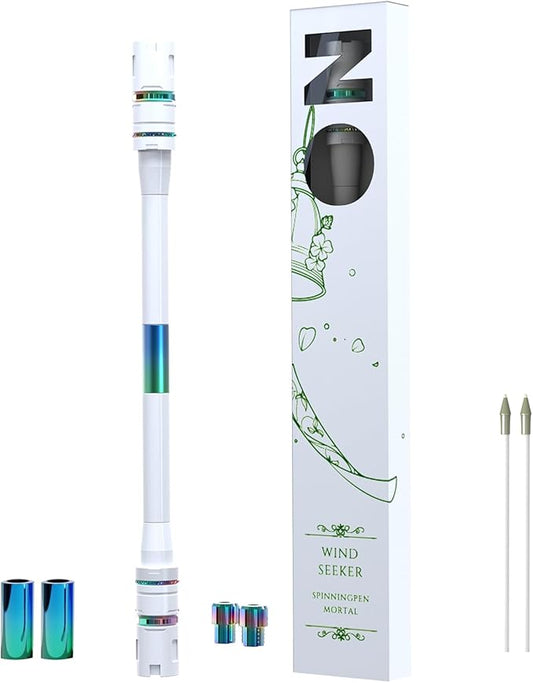 Spinning Pen by Mr.Nope - Mortal Series Limited Color Version (White) Professional Fidget Spin Pen for Tricks, Long, Weighted, Writable, Stress Relief Pen with Balanced Metal Tips