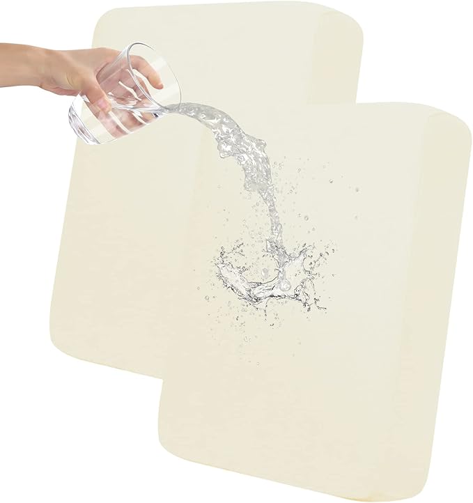 Easy-Going 100% Waterproof Chair Sofa Seat Cushion Slipcovers Couch Cushion Cover Stretch Furniture Protector for Kids, Pets (2-Piece Loveseat Cushion, Ivory)
