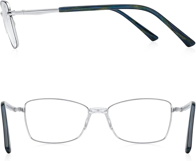 RB. Pilot Reading Glasses Spring Hinge Readers for Women Blue Light Blocking Computer Metal Frame Acetate Legs