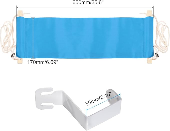 PATIKIL Foot Hammock Under Desk, Adjustable Foot Rest Sling with Hooks Portable Desk Footrest for Airplane Travel Home Office, Blue Style 1