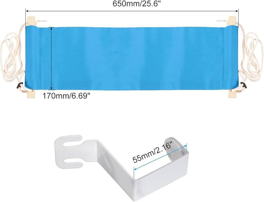 PATIKIL Foot Hammock Under Desk, Adjustable Foot Rest Sling with Hooks Portable Desk Footrest for Airplane Travel Home Office, Blue Style 1