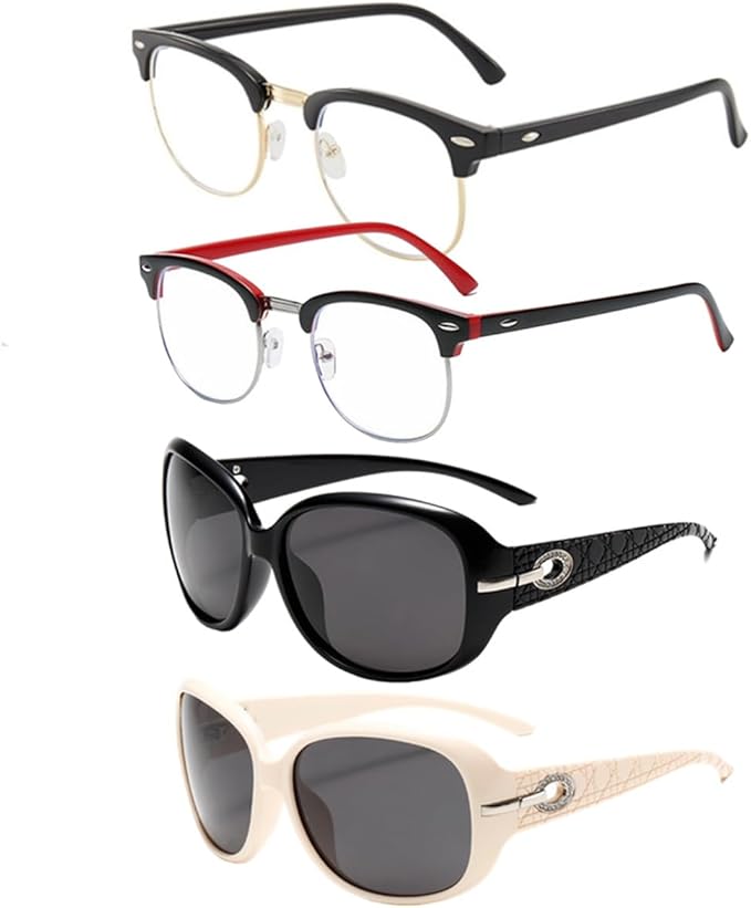 Computer Gaming Blue Light Blocking Glasses Men Women plus POLARIZED sunglasses Black White