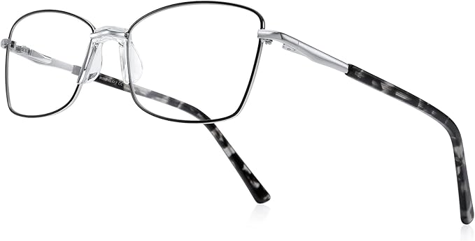 RB. Pilot Reading Glasses Spring Hinge Readers for Women Blue Light Blocking Computer Metal Frame Acetate Legs