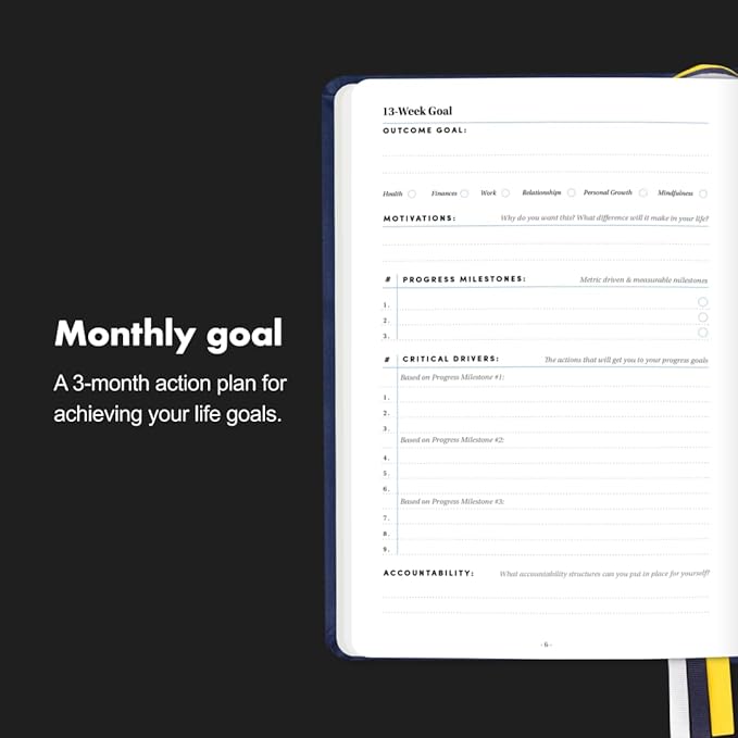 BestSelf 13-Week Self Journal & Goal Planner – Undated Daily ADHD-Friendly Journal for Men & Women | Productivity, Gratitude, Reflection & Habit Tracker | 2025 Life Organizer with Prompts, Coral
