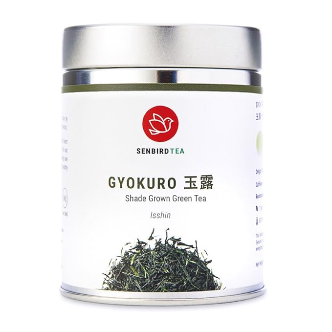 Senbird Premium Gyokuro, Japanese Shade Grown Green Tea - From Kyoto Japan - Imperial Loose Leaf Green Tea In Airtight Tea Tin (1.76oz/50g) (Ishin)