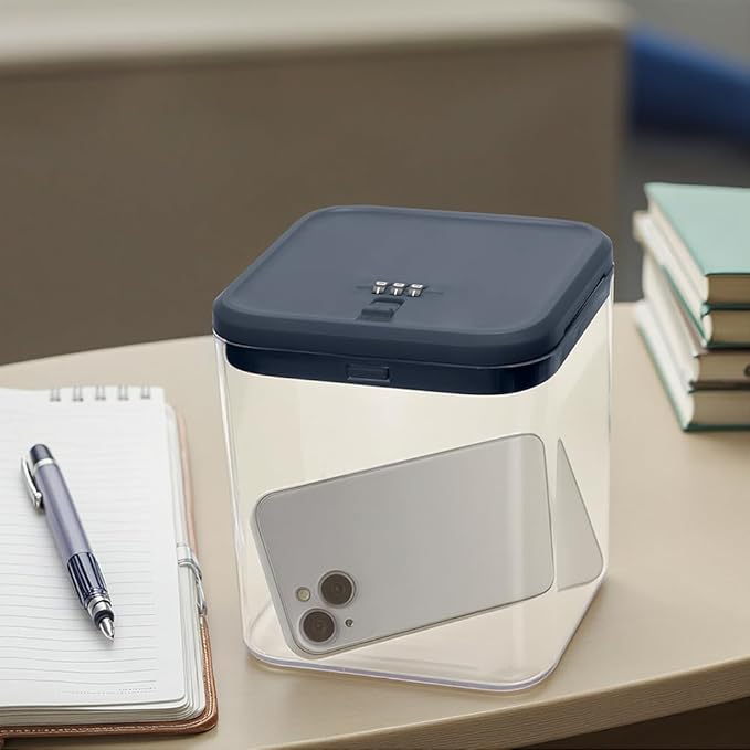 Clear Lock Box for Medicine Safe,Food, Snacks, Phone - Secure Lockable Storage Container Tank with Combination for Kitchen, Office, School, Hospital (5.6×5.6×6.3 Inch)