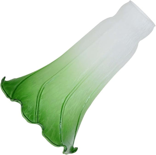 Bieye LS05 Lily Flower Blown Glass Lampshade (White Green, Opening I.D. 1.26" x O.D. 1.5")