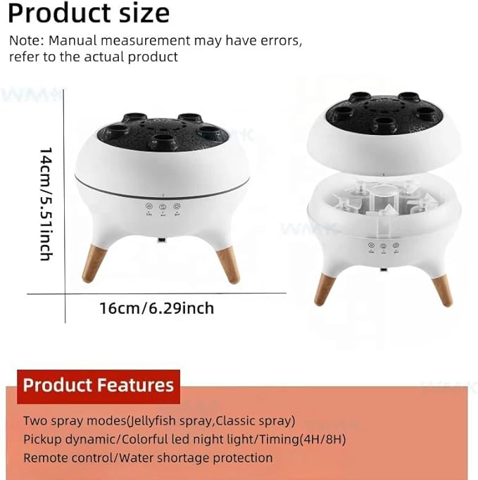 Jellyfish Essential Oil Diffuser – Aromatherapy Fire Pit Cool Mist Humidifier with LED Flame Effect, Ultrasonic Quiet Diffuser for Home, Bedroom, Office, Yoga & Spa