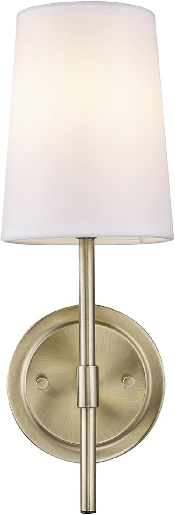 GLOBE Electric 51861 Clarissa 1-Light Wall Sconce, Matte Brass, White Fabric Shade, Bulb Not Included