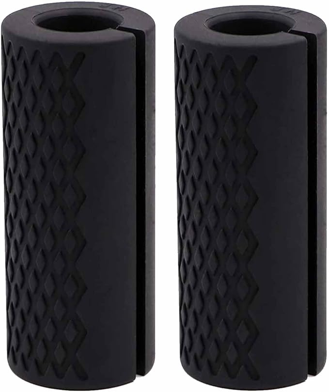 Thick Dumbbell & Barbell Grips for Weightlifting - High-Density Silicone Rubber, Non-Slip Gym Grips for Muscle Growth, Hand Stress Relief, Arm Blaster Adapter (1 Pair)