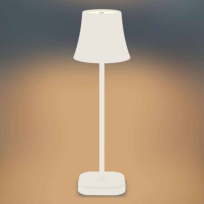 Outdoor Rechargeable Cordless Table Lamp: 5400mAh Dimmable Battery Powered Table Lamp: White Modern Portable Nightstand Touch Lamp: Bedside Table Lamps for Living Room Bedroom Home Office