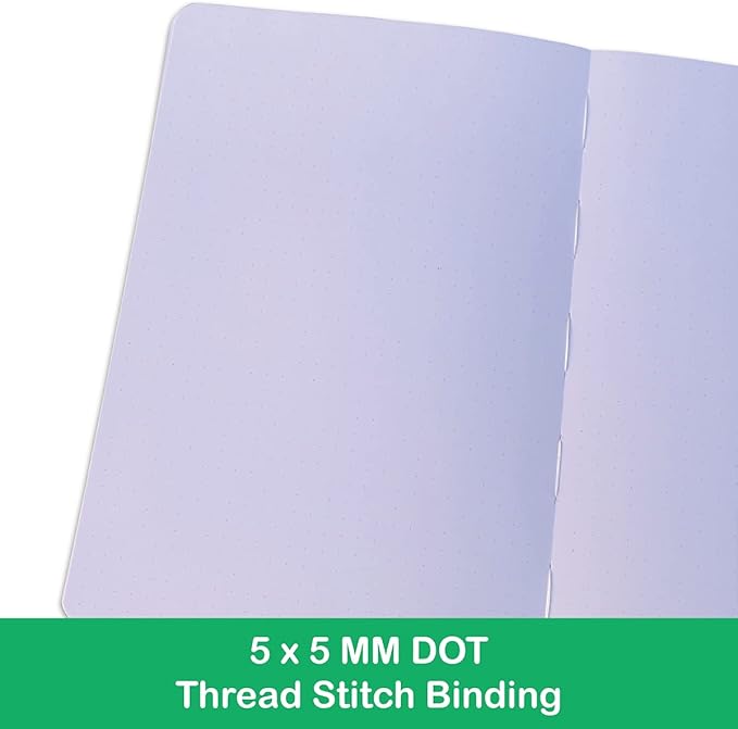 BUKE Dotted Journal,A5 Hardcover Dot Grid Notebook 180Gsm Bamboo White Paper, 5 * 5MM Dots 160 Pages, Lay Flat Binding,Colored Silver Edges, Bookmarks and Expandable Back Pocket MOON