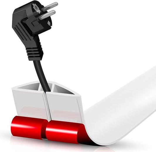 Floor Cord Cover Self Adhesive Cord Hider,3.3FT Cable Management, Extension Strip Protector for Wires, Prevent Cable Trips for Offices, Gyms, Exhibitions Cavity:0.39"(W) x 0.27"(H) White