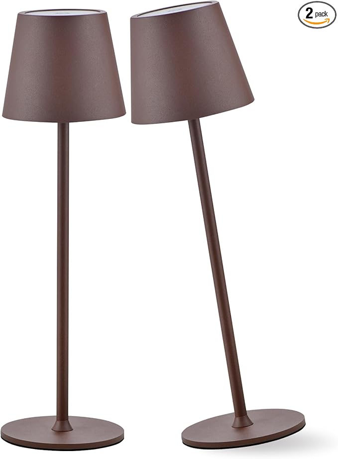 2 Pack Cordless Table Lamp,Portable LED Desk Lamp, 6000mAh Battery Operated, 3 Color Stepless Dimming Up, for Restaurant/Bedroom/Bars/Outdoor Party/Camping/Coffee Shop Night Light