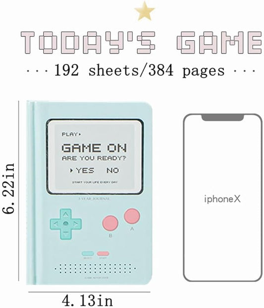 Undated Daily Planner 365 Days Notebook Game Design Pocket Organizer Appointment Book Journal Notebook A6 mini Cute Diary (Blue+Green)